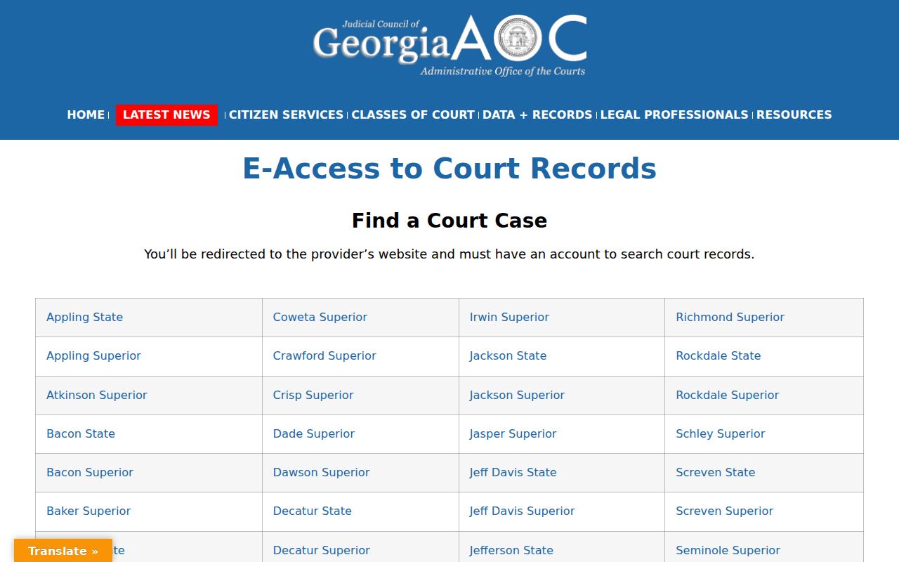 Macon people search using Georgia court e-access