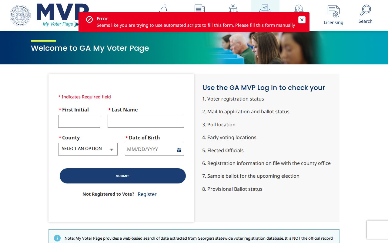 Macon voter records lookup on Georgia My Voter Page